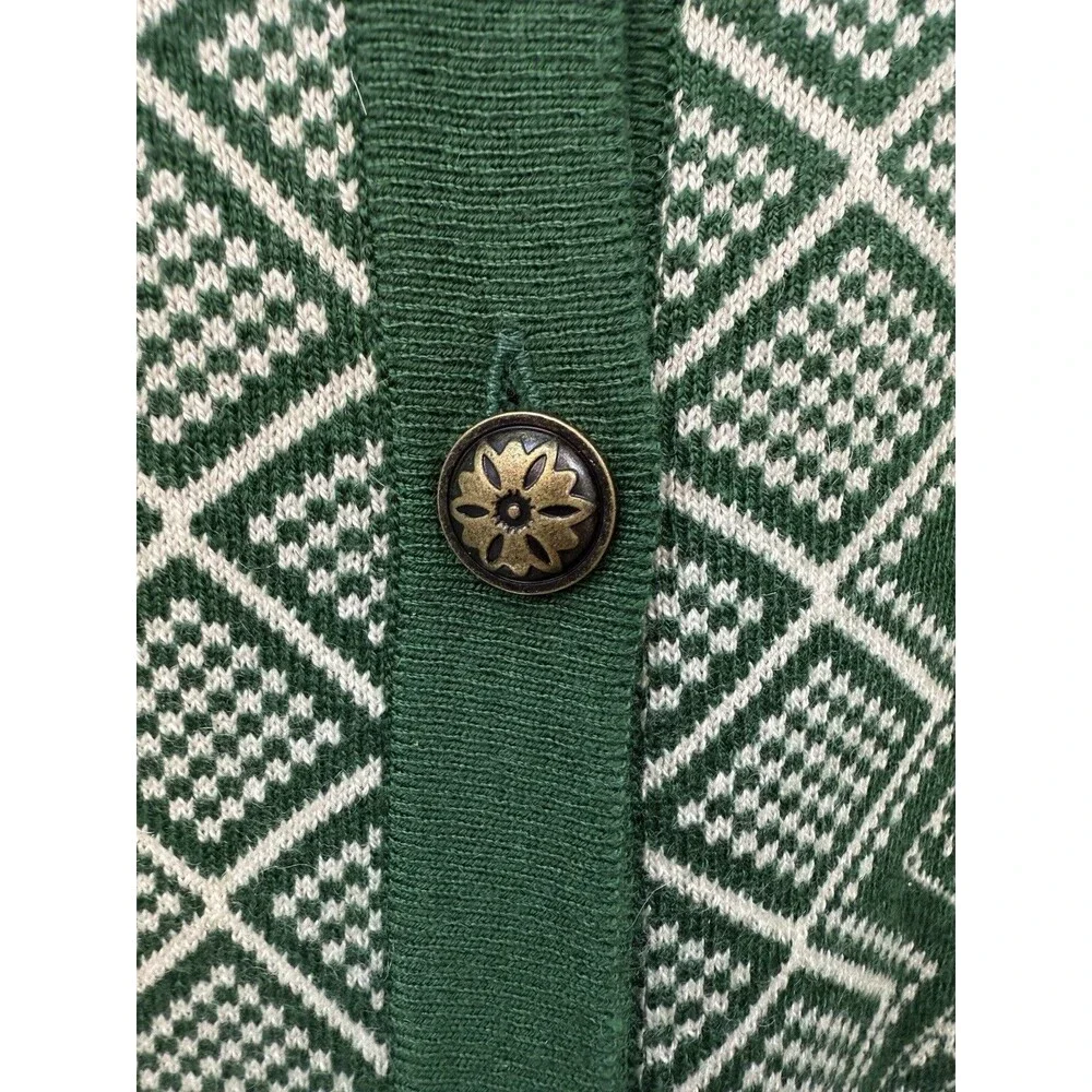 Appleseeds Sz M green ivory fair isle Nordic button up soft ca… - Picture 5 of 13